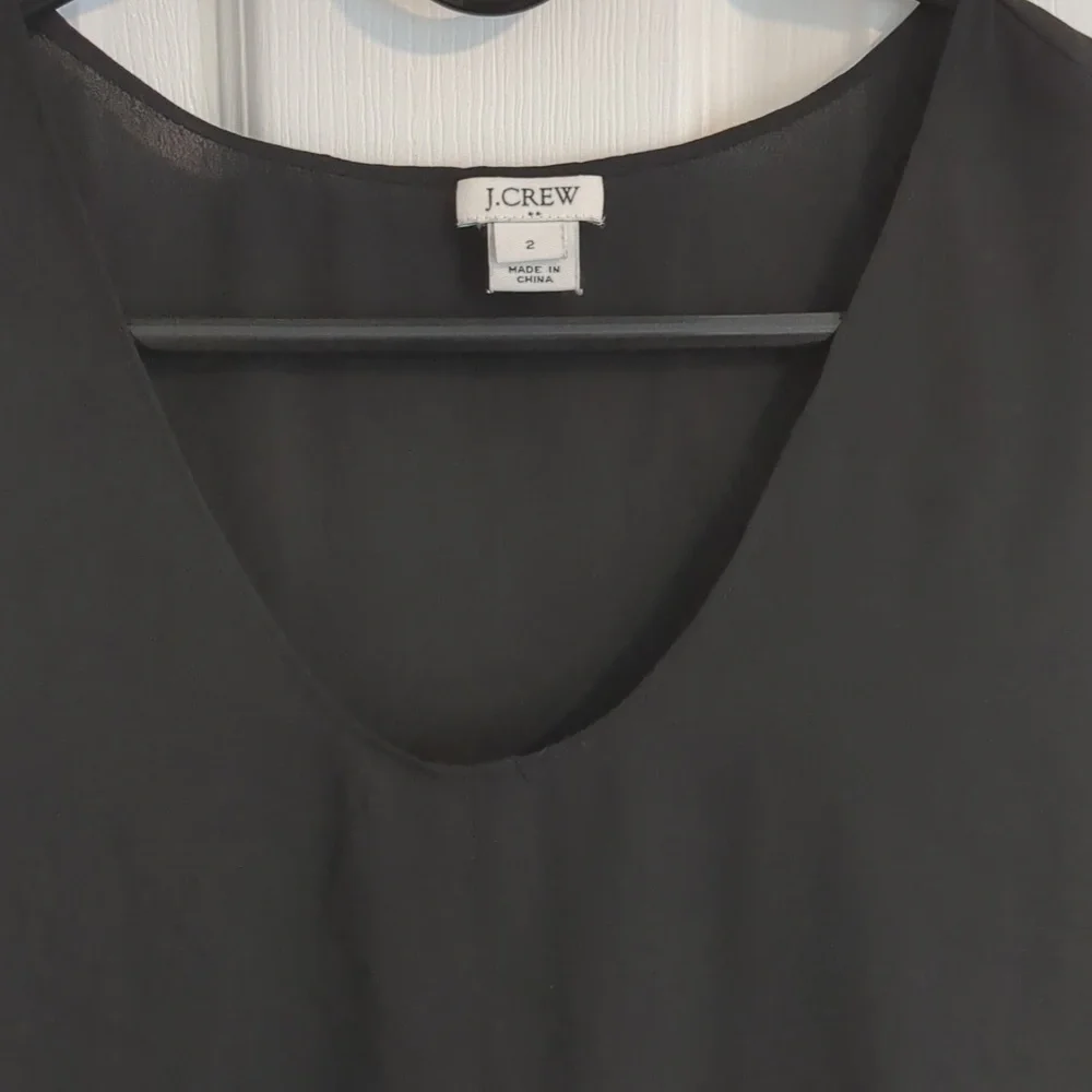 J Crew Black Drapey Sleeveless Tank Top Blouse Size 2 - Picture 2 of 3